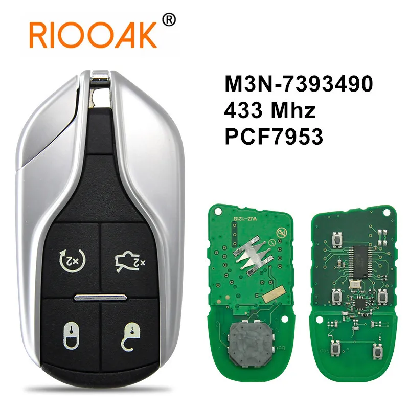 

Car Remote Control Key FCCID M3N-7393490 ID46 PCF7953 Chip 433MHz Keyless Entry For Maserati Quattroporte Ghibli