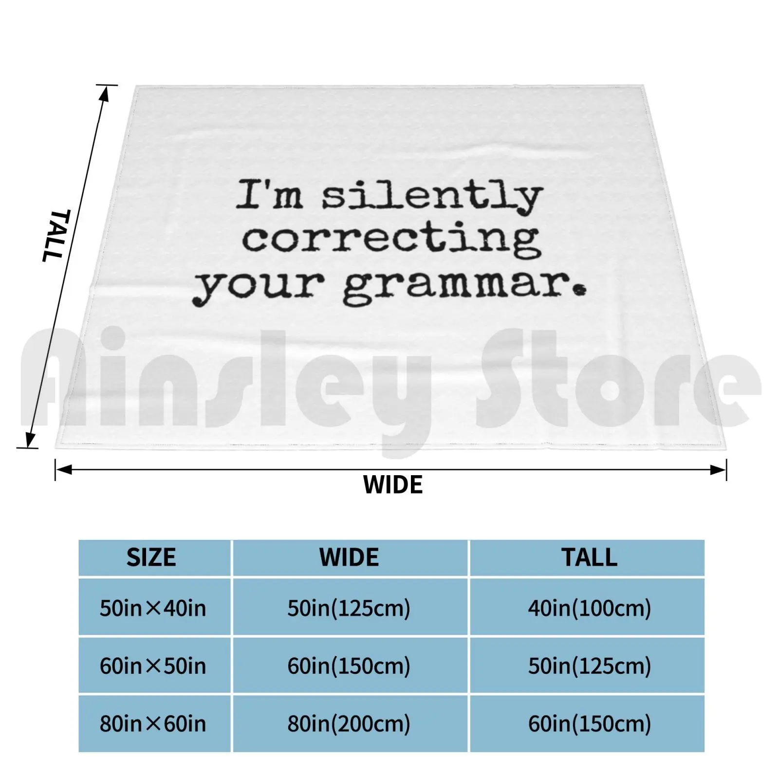 I’m Silently Correcting Your Grammar. Blanket Fashion Custom Grammar English University College School Class