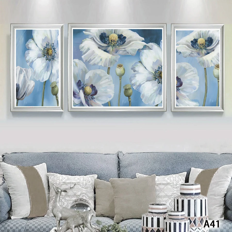 

Modern Abstract Oil Painting Print on Canvas 3pcs Flower Canvas Art Printing Wall Art Picture for Home Decor