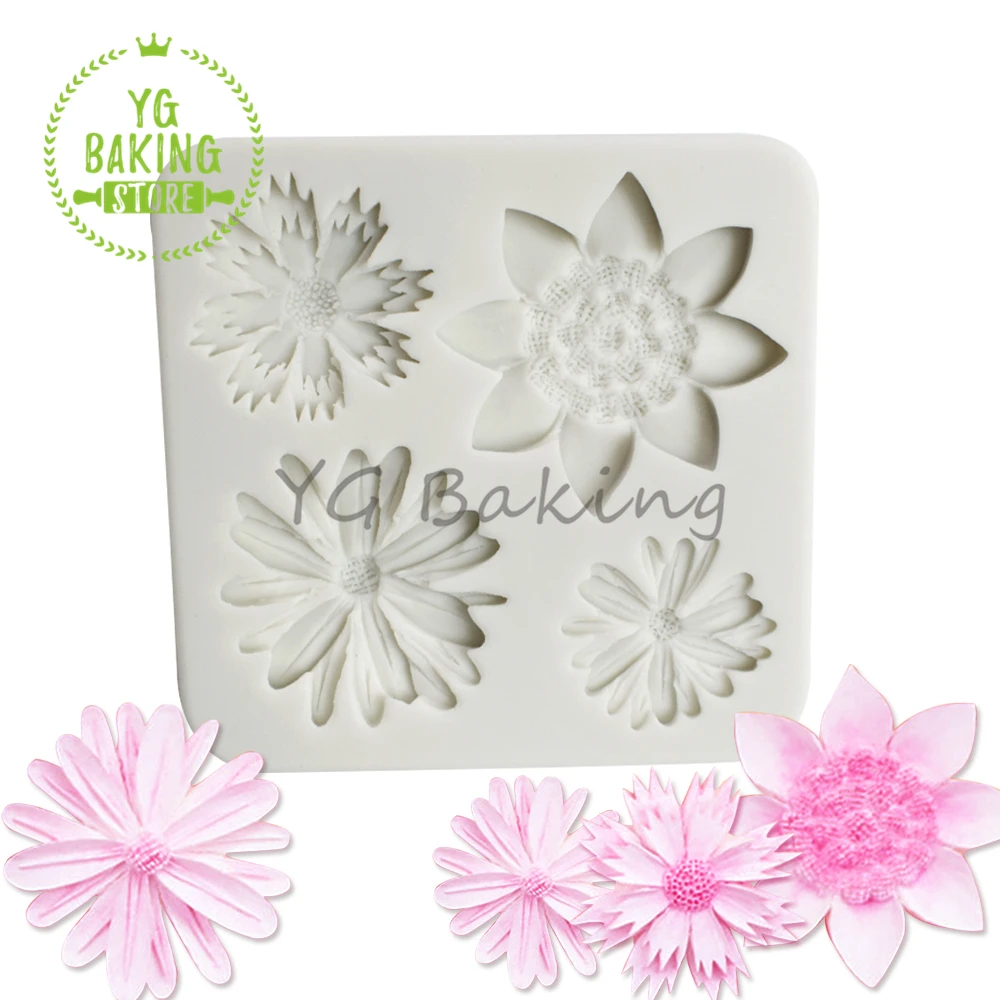 Dorica Sunflower & Daisy Silicone Cake Mold Handmade Chocolate Mould Kitchen Cake Supplies Baking Accessories