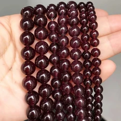 Natural Stone Smooth Dark Red Garnet Chalcedony Jades Loose Beads 15