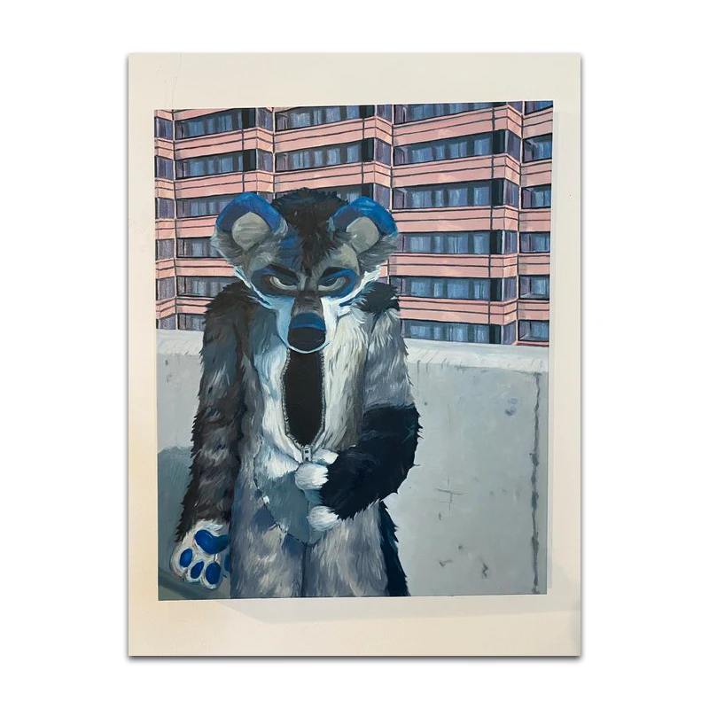 Abstract Canvas Poster Furry Animal Coat With Slim People Prints Vintage Retro Art Picture for Bedroom Frameless Home Room Decor