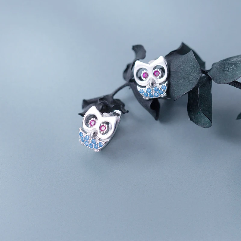 925 Sterling Silver Owl Hoop Earrings Women Jewelry Unusual 2021 Trends Fashion Earrings Accessories Korean Gift