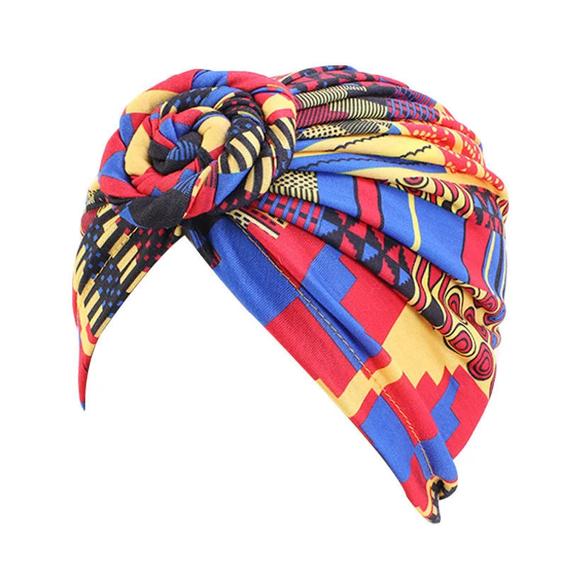 African Print Turban Hat for Women Scrunchies Knot Headwrap Stretch Bandanas Party Headwear Ladies Headscarf Hair Accessories