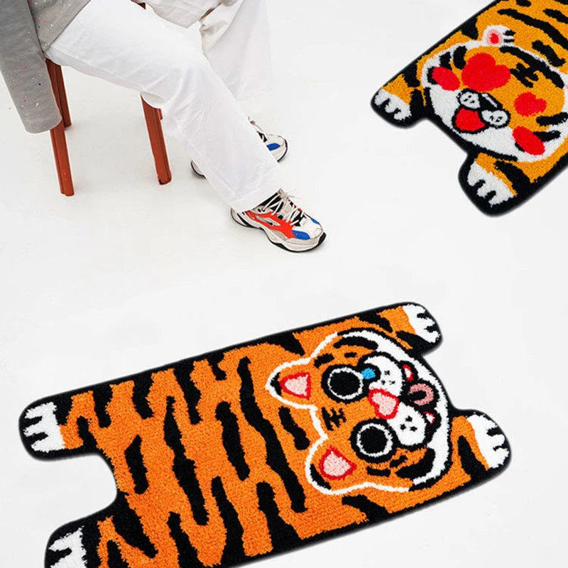 

Cute Cartoon Tiger Carpet for Living Room Bedroom Rugs Anti Slip Bedside Kids Room Floor Mat Water Absorbent Bath Mat Home Decor