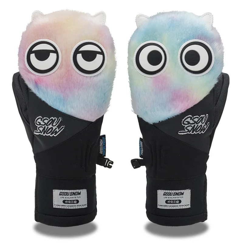 

Cute Cartoon Ice Snow Palm Gloves Winter Outdoor Sports Accessories Waterproof Snowboarding Mitten Ski Outfits Five-finger
