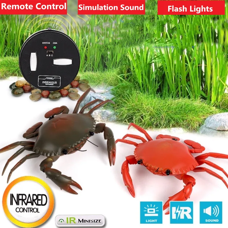 

Smart Intelligent RC Robot crab Toy With eye flash light simulation sound crab Model Toy high simulation crab design classic toy