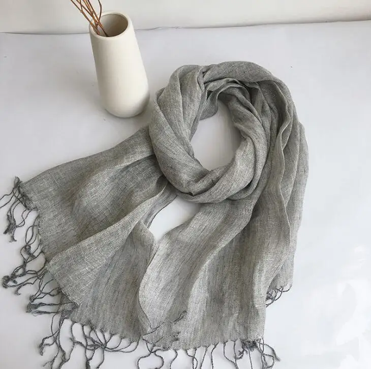 100% Linen New Spring and Autumn Unisex Scarf Echarpe Muslim Hijab Foulard Shawls Tie Dye Scarves Women/Men Sjaal Scarfs