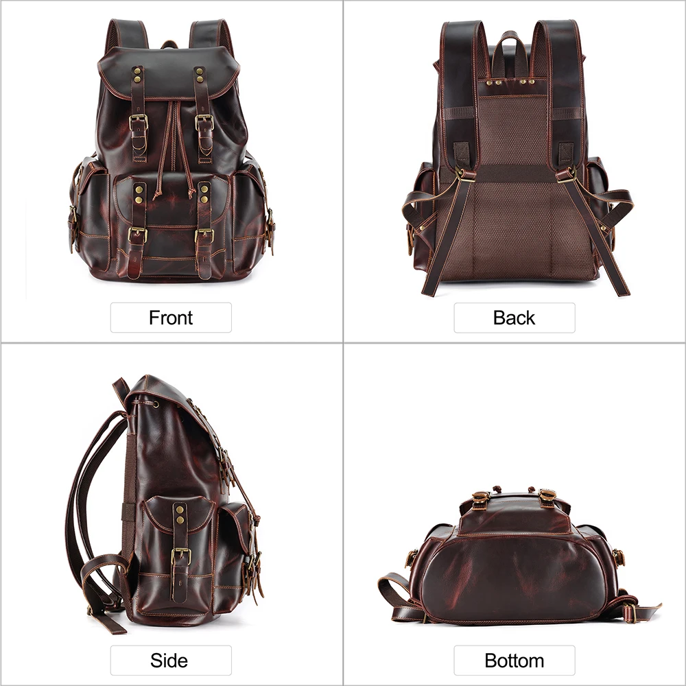 Imagem -02 - Joyir Vintage Crzay Cavalo Mochilas de Couro dos Homens para 17 Bolsa do Portátil Grande Capacidade Escola Daypack Luxo Designer Viagem Mochila