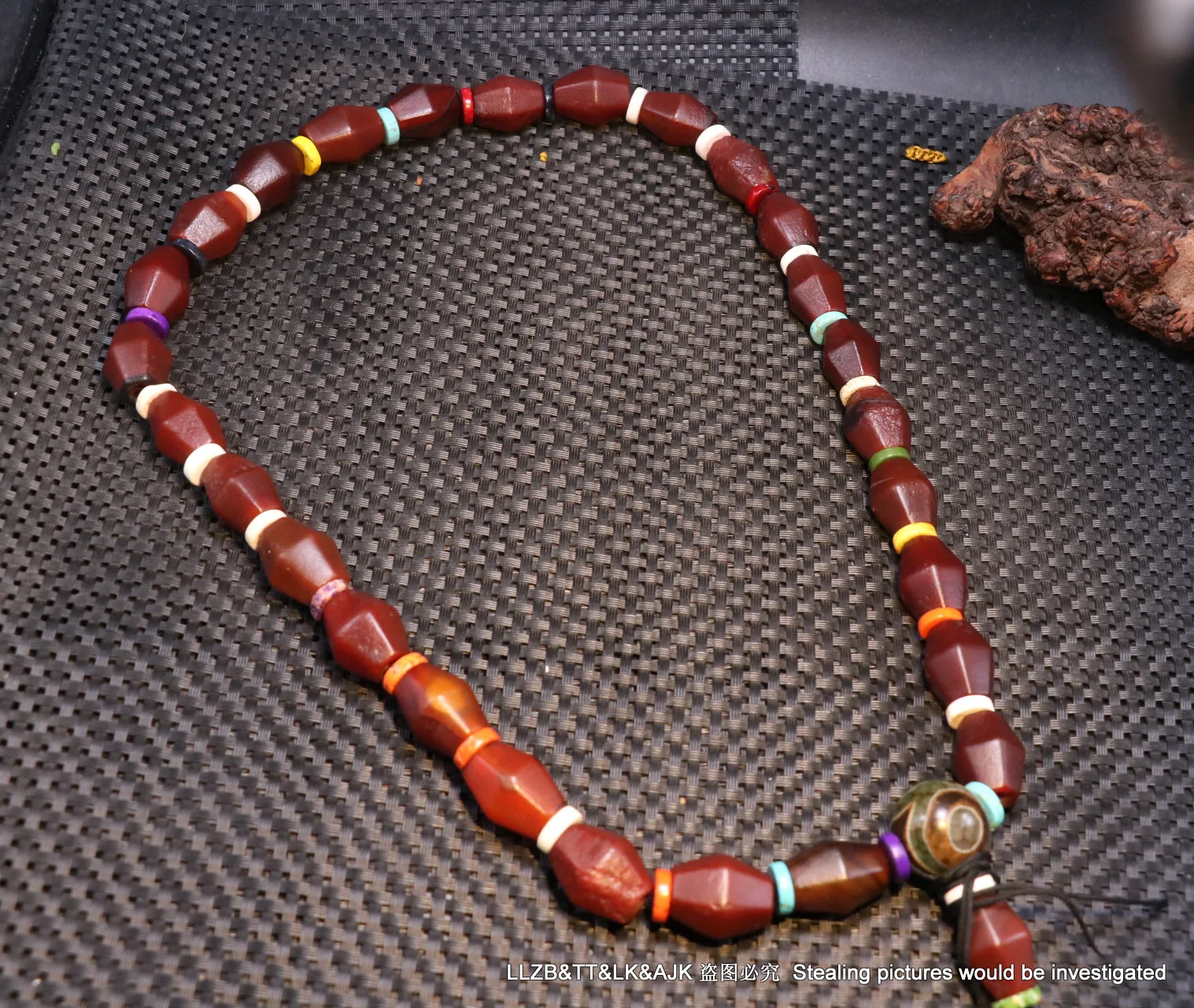 Ultra Energy Tibetan Old Agate totem 27 Olive SH dZi Bead Lama Prayer Necklace LKbrother Talisman UPD210619A4