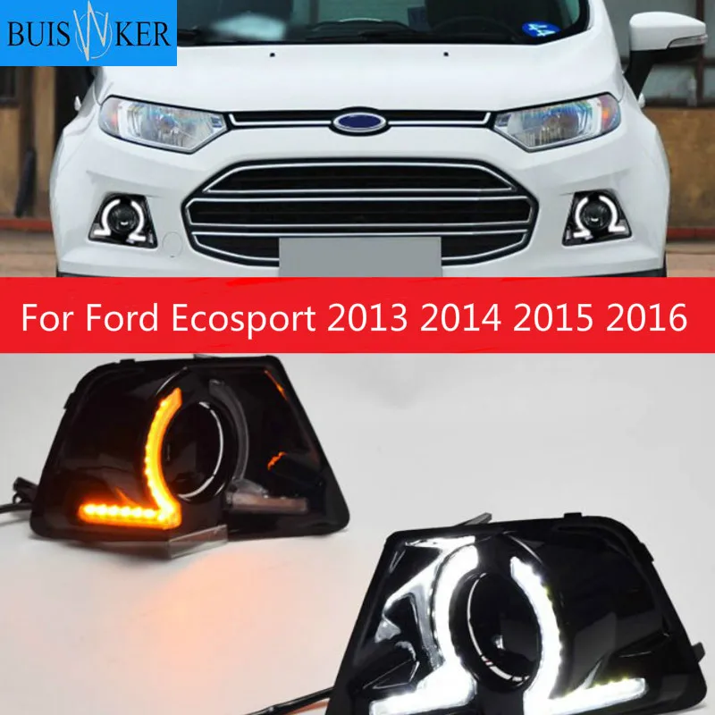 

1 set LED DRL Daytime Running Lights Daylight yellow turn Fog Head white Lamp For Ford Ecosport 2013 2014 2015 2016