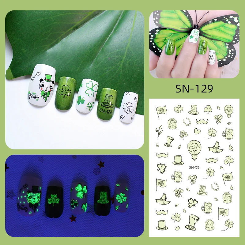 Autocollants et décalcomanies pour ongles, motif floral, arbre vert, saint kk, DIY, 1 pièce