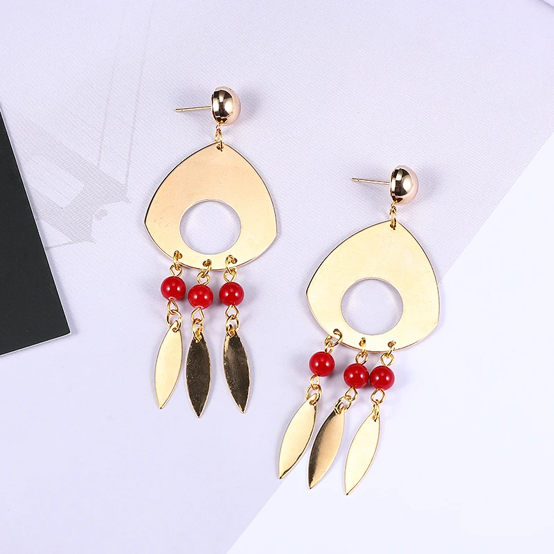 White K Gold Color Plated Simple Slice Eardrop Pendant Charms Jewelry Component Diy Handmade Material 6pcs