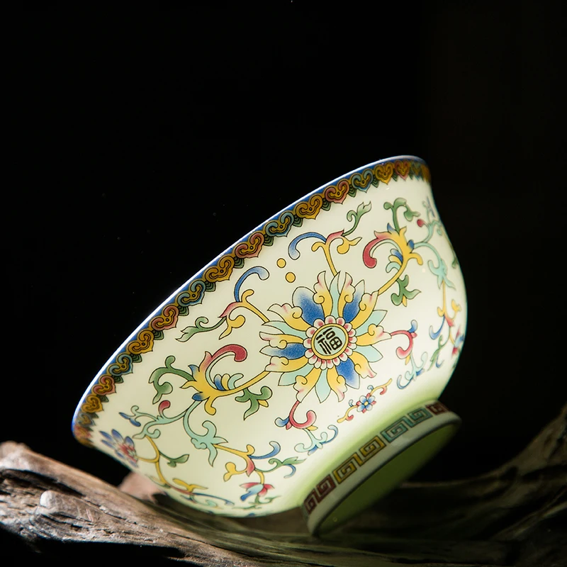 Jingdezhen-ceramic bowl, Chinese tableware, bone china rice bowl, handmade, beautiful flower pattern, porcelain bowl gift