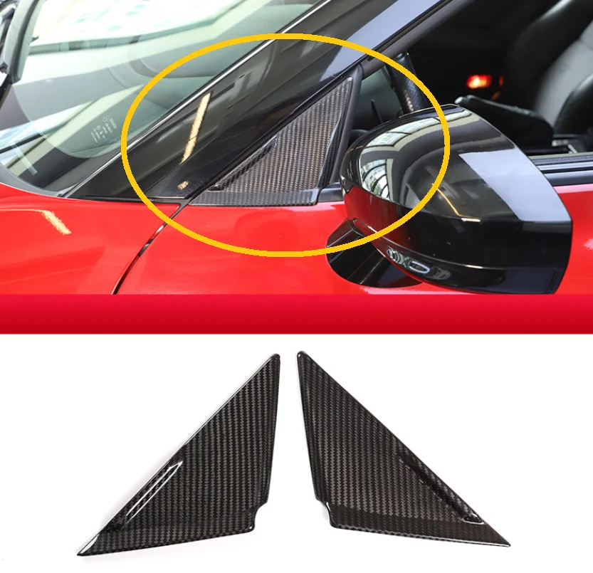 

Dry Real Carbon Fiber Car Front A-Pillar Triangle Sticker Exterior Decoration Accessories Fit For Nissan GTR R35 2008-2016