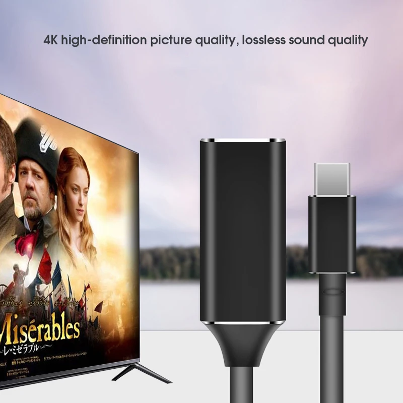 Adaptateur de câble USB type-c vers HDMI 4K 30Hz, pour MacBook, Samsung, Huawei, téléphones, tablettes et ordinateurs portables