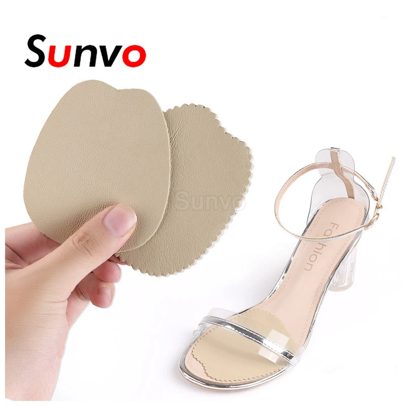 Sunvo-plantillas de cuero de vaca antideslizantes para mujer, pegatinas para zapatos de tacón alto, sandalias, cojín para pies, parche autoadhesivo,