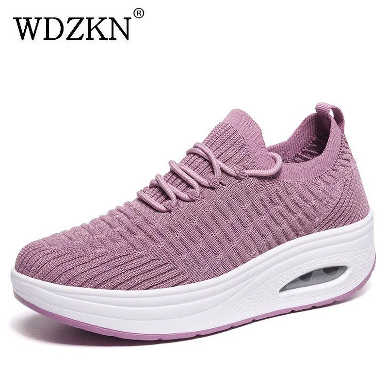 

WDZKN Fashion Breathable Air Mesh Women Shoes Wedges Heel Shoes Ladies Summer Sneakers Women Platform Casual Shoes H668