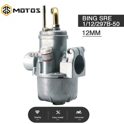 ZS MOTOS BING 카뷰레터용 12mm BING Moped 카뷰레터 BING SRE 1/12/297B-50 용 MANET PUCH CASAL ZUNDAPP, 50/60cc Moped