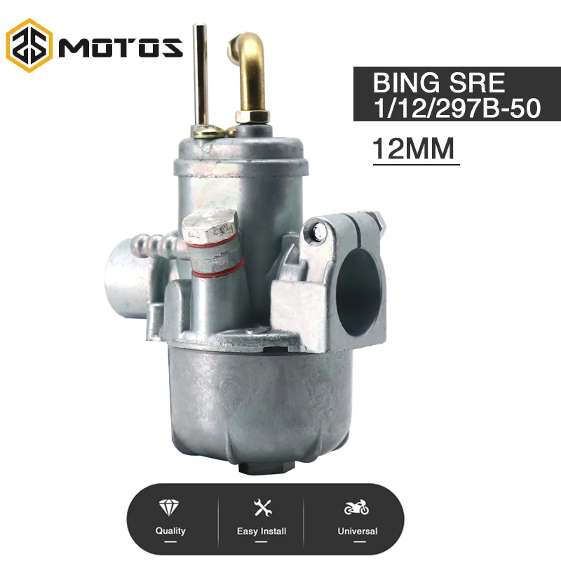 ZS MOTOS For BING Carburetor 12mm BING Moped Carburetor For BING SRE 1/12/297B-50 MANET PUCH CASAL ZUNDAPP For 50/60cc Moped