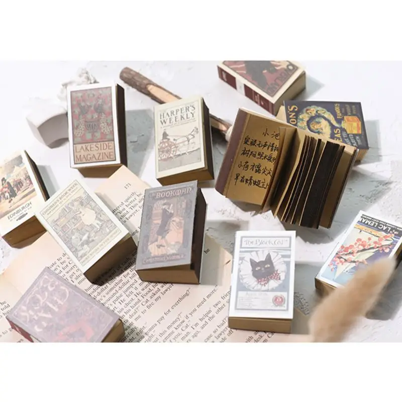 Mini Bloc notas con patrón Retro para niños, 122 hojas, Bloc notas adhesivo rasgado, suministros papelería para oficina y escuela, regalos