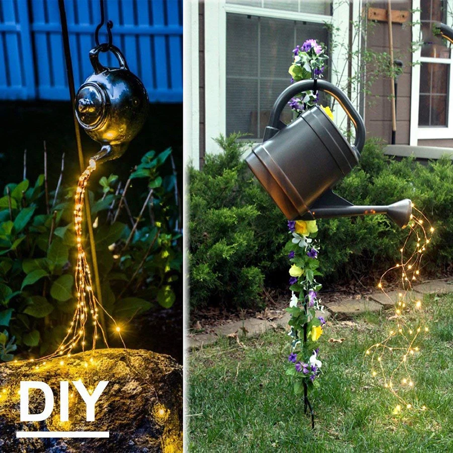 8 Modi Zonne-Verlichting Led String Diy Waterval Paardenstaart Slingers Buiten Tuin Decoratie Vakantie Achtertuin Kerstverlichting