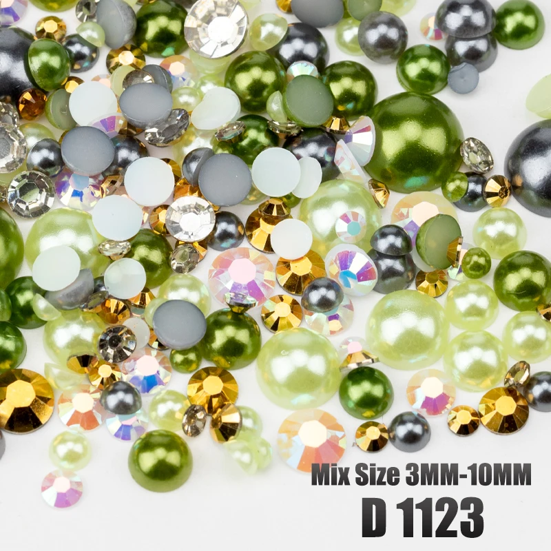 VDD 30/60/200g Gemischte Größen ABS Imitationsperlen Halbrunde Flachrückseitige Perlen AB-Farbe Harz-Strasssteine für Handwerk, Nagelkunst und DIY-Dekoration – Detail 19