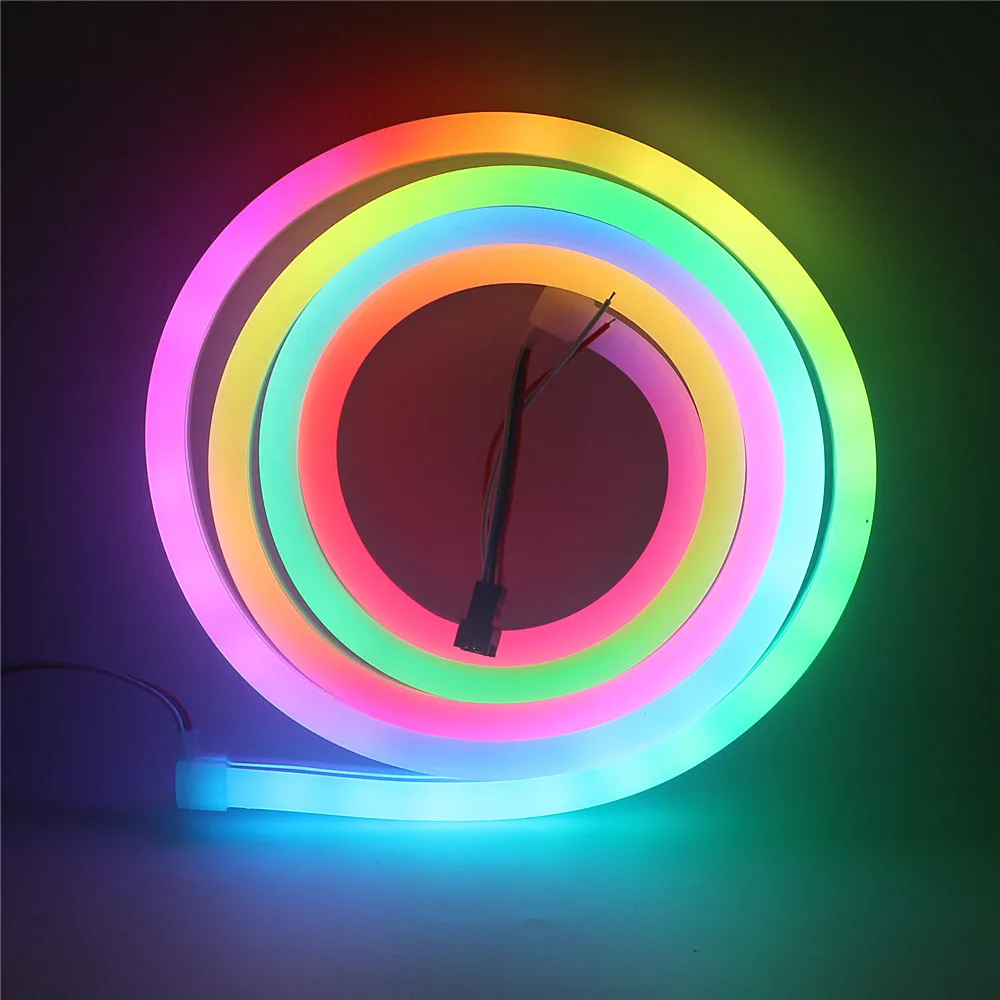 2m/roll DC 5V Addressable Pixel LED Neon Rope RGB Pixel Light 1903 96Leds/m Silicon Tube Waterproof Dream Color Neon Rope light