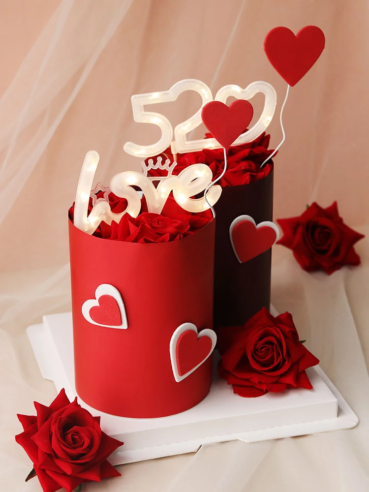 Love 520 Light Cupcake Topper หัวใจรักคนรักหวานเค้ก Topper สำหรับครบรอบวันวาเลนไทน์งานแต่งงานเค้กตกแต่ง