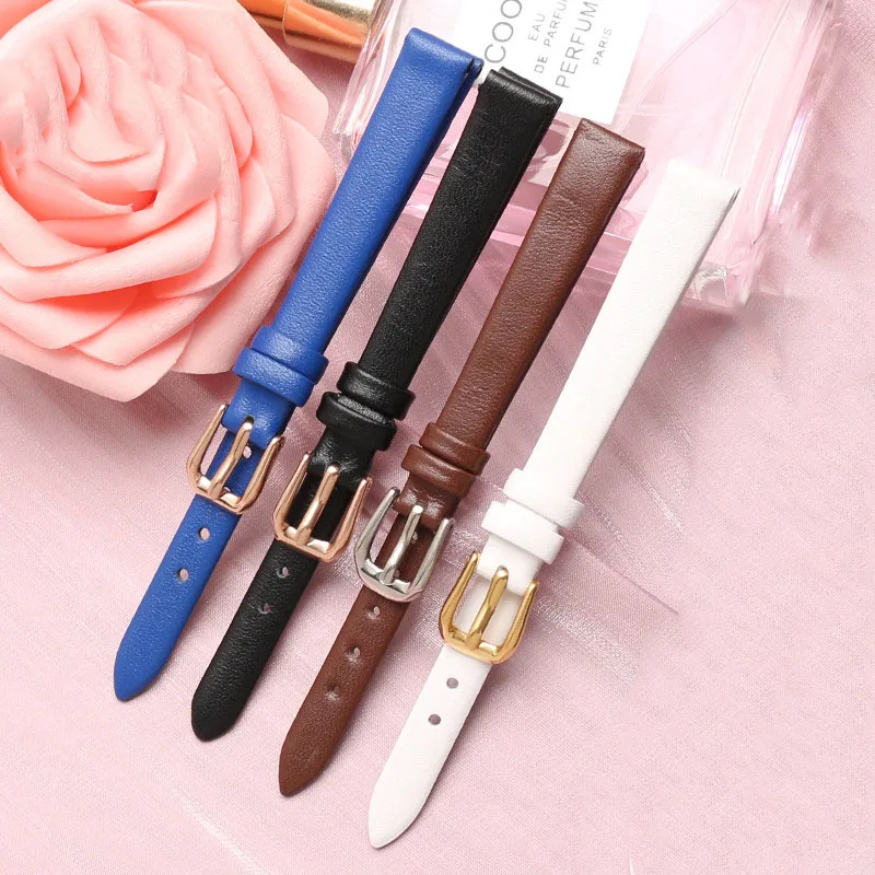 

Slim watch band cowhide bracelet small size genuine leather strap 6mm 8mm 10mm 12mm 14mm red blue black brown wristwatches band