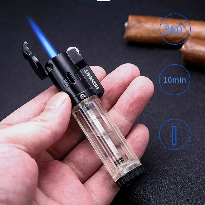 HONEST-Blue Flame Butane Torch Lighter for Men, Cigarettes Lighter Gadgets, Smoking Accessories, New, 2021