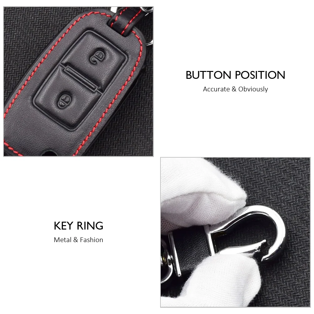 Leather Car Key Case For VW Volkswagen Bora Golf Mk4 Polo T5 Amarok Jetta 2 Buttons Folding Remote Control Fobs Protector Cover