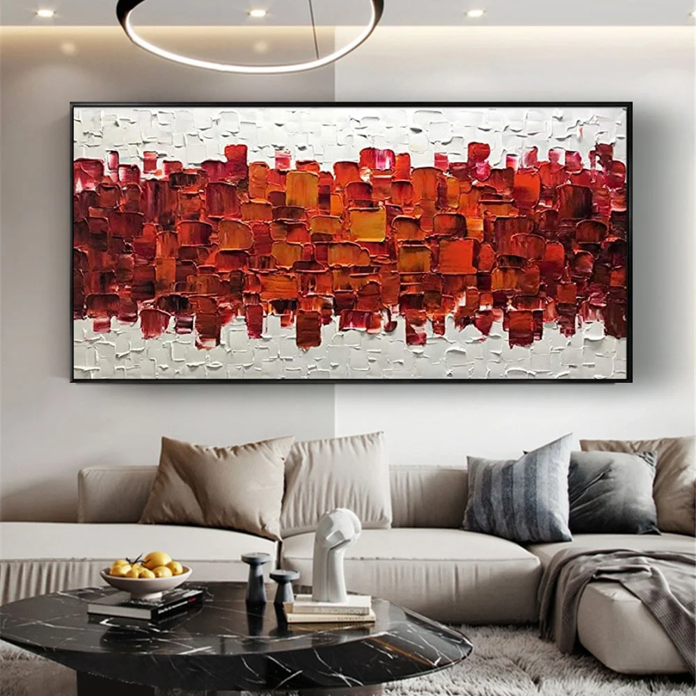 Hand Painted Oil Painting Abstract Art Knife Thick Oil Texture Canvas Picture Wall Art Modern Colorful Interior Home Decor Mural