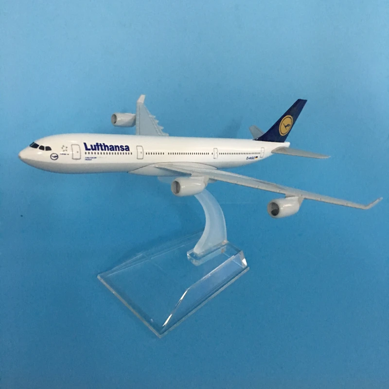 JASON TUTU-Lufthansa A340 Plane Model, Aircraft Model, 1:400 Diecast, Metal Avião Toy, 16cm