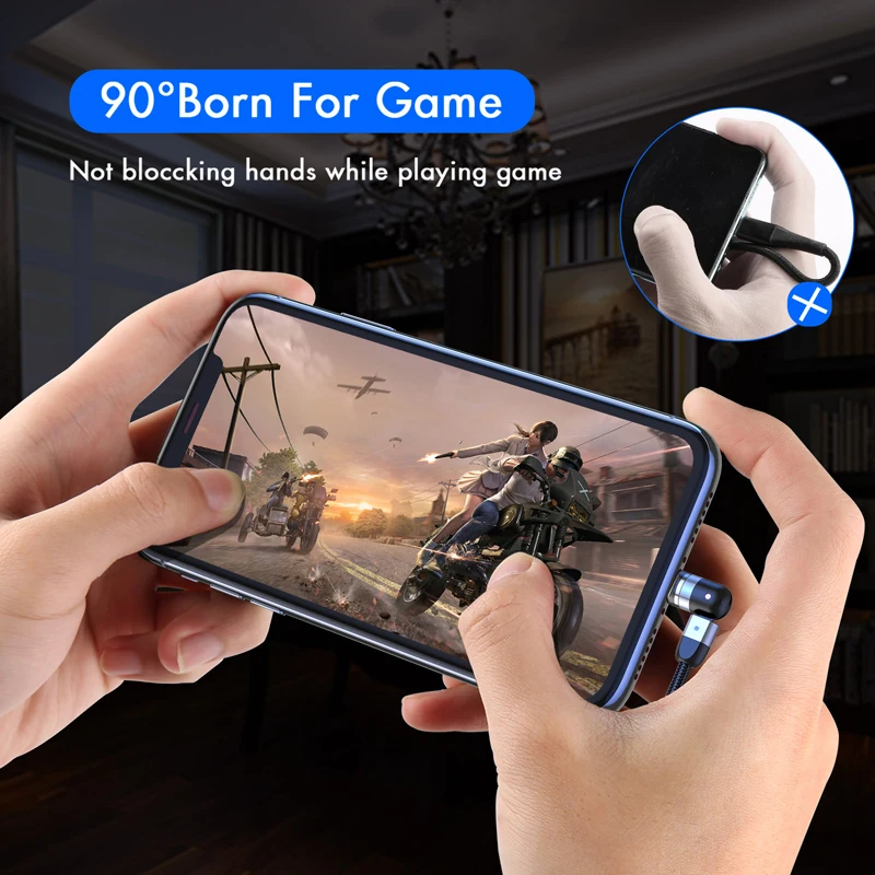 Lovebay 2M كابل USB مغناطيسي مايكرو usb نوع C شاحن كابل الهاتف المحمول الحبل 360o + 180o دوران شحن سريع آيفون 11