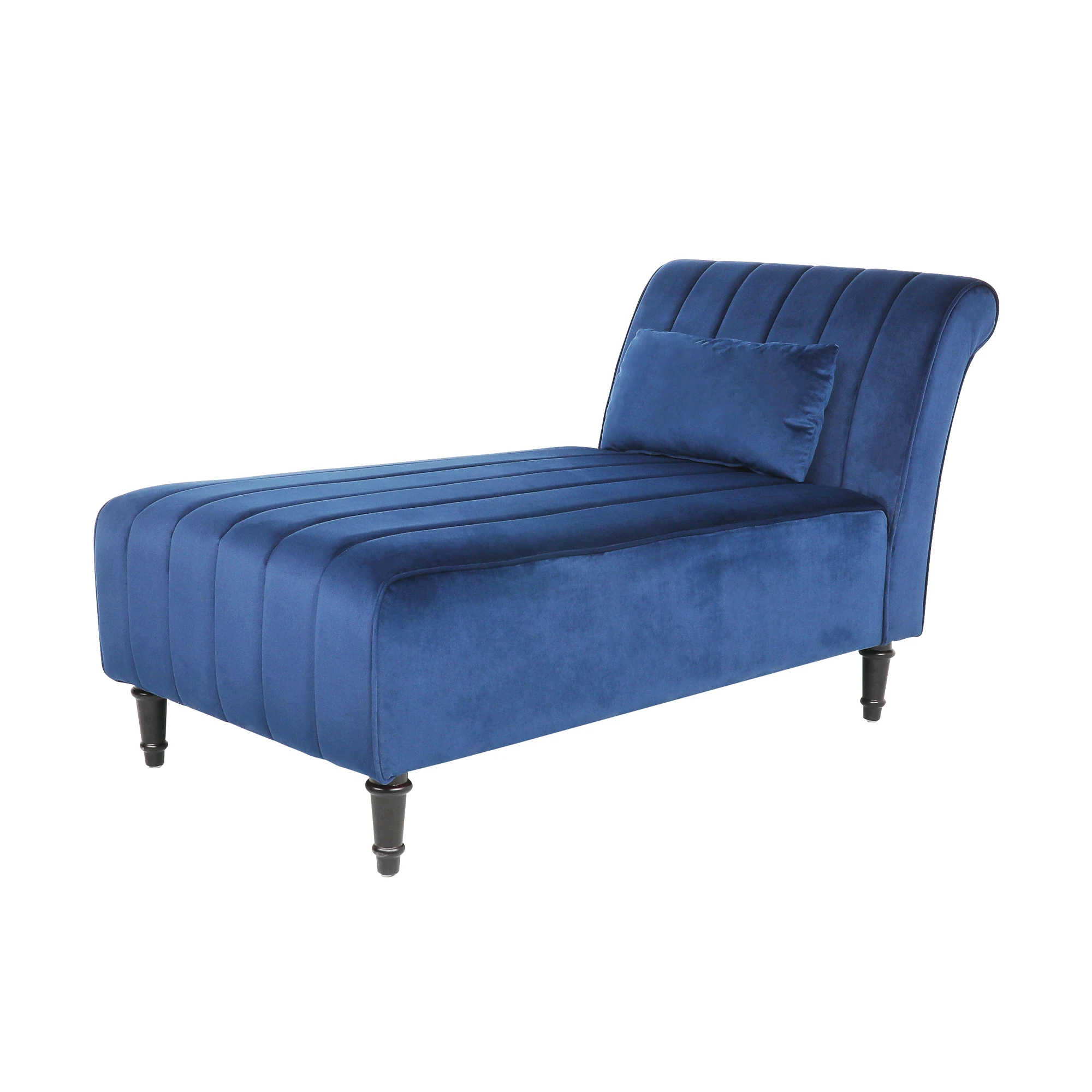 43.7x12.4x29.8Inch Dark Blue Velvet Chaise Lounge Sofa with Lumbar Pillow[US-Depot]