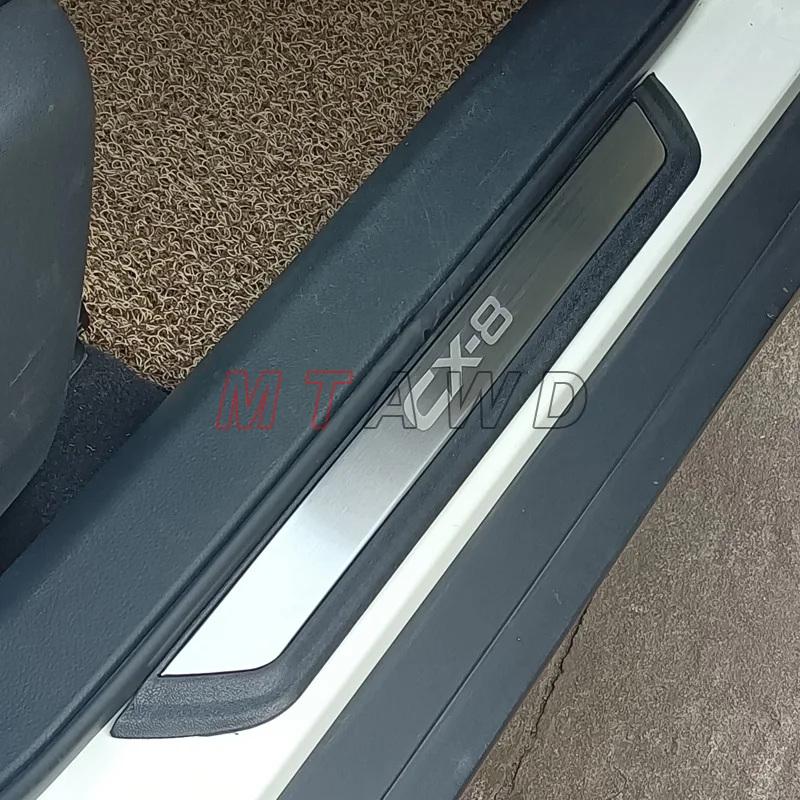 For Mazda CX-8 CX8 Accessory 2024 2023 2022 2021-2017 Stainless Car Door Sill Kick Scuff Plate Protectors Trim Cover Pedal Guard