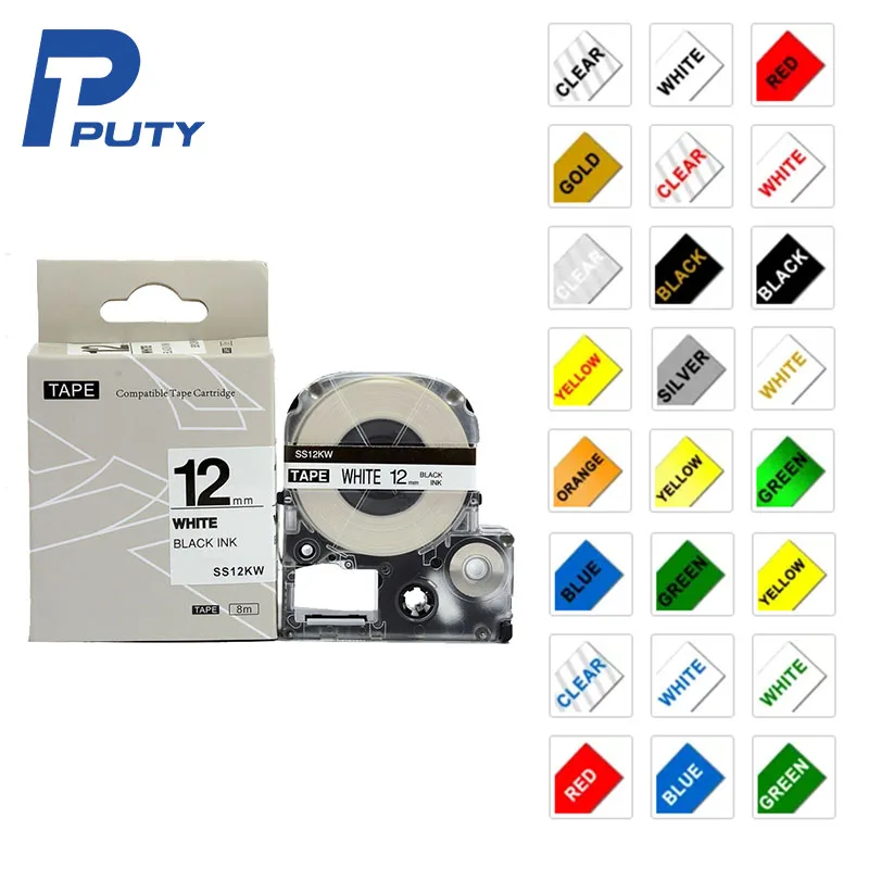 

12mm Label Tape LC-4WBN SS12KW ST9KW ST6KW ST12KW Compatible for EPSON king jim LW 300 400 600P 700 Maker Label Printer