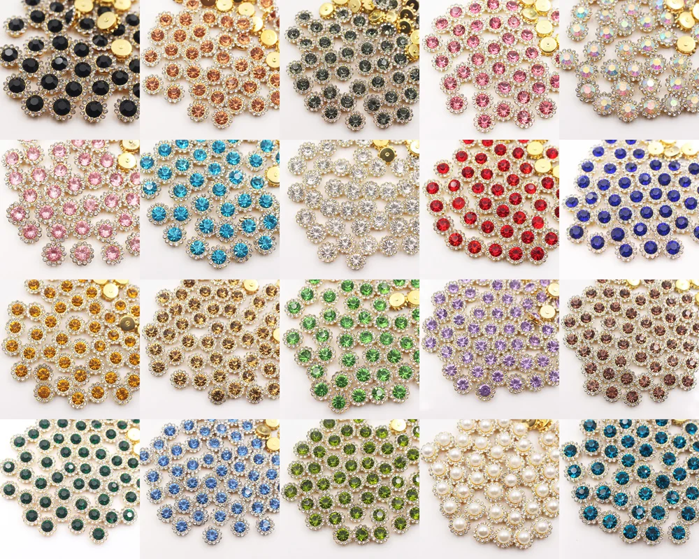 100 Stück Blumen-Strasssteine zum Aufnähen, glänzende Kristalle, Besatz von Glassteinen, Perlen, Knöpfen, Basteln, Nähen, Strasssteine für Kleidung, Dekoration – Detail 2