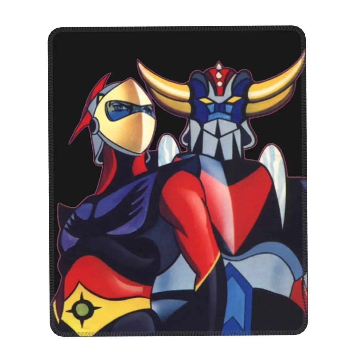 Grendizer Goldrake UFO Robot Mouse Pad quadrato con bordi cuciti tappetino da scrivania in gomma antiscivolo Goldorak Actarus per Computer da gioco