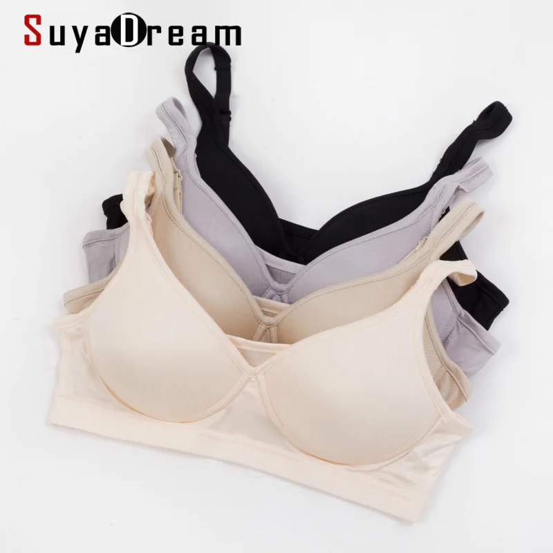 

Women None closure Bras Wireless Bralette Seamless Thin Bra 100% REAL silk underwear deporte sujetador reggiseno Black