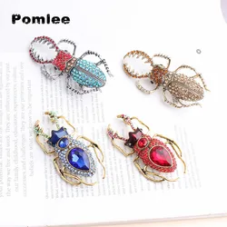 Pomlee 2024 Beetles Enamel Pin Rhinestone Bugs Brooch Insect Brooches And Pins Scarf Bag Clip Accessories