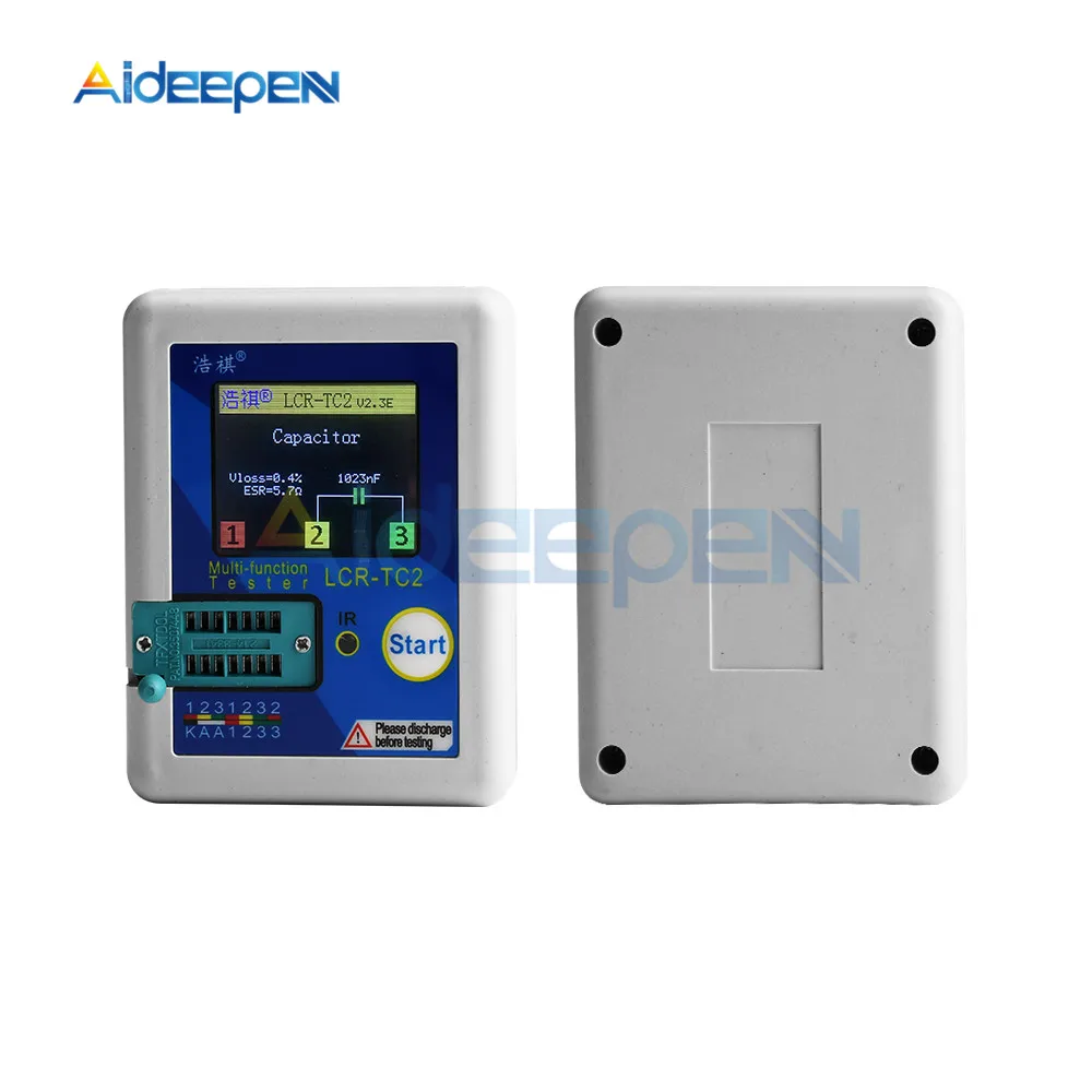 LCR-TC1 LCR-TC2 Transistor Tester Multimeter Layar Warna-warni untuk Dioda Triode MOS/PNP/NPN Capacitor Resistor Transistor