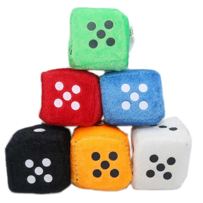 1Pcs Car Pendant Colorful Plush Dice Craps Automobiles Rear View Mirror Charms Hanging Suspension Ornaments Desk Home Decoration