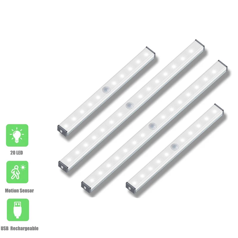 10/14/20 LED Motion Sensor Night Light Sensor Closet Light Under Cabinet LightUSB Rechargeable For Wardrobe Kitchen Hallway