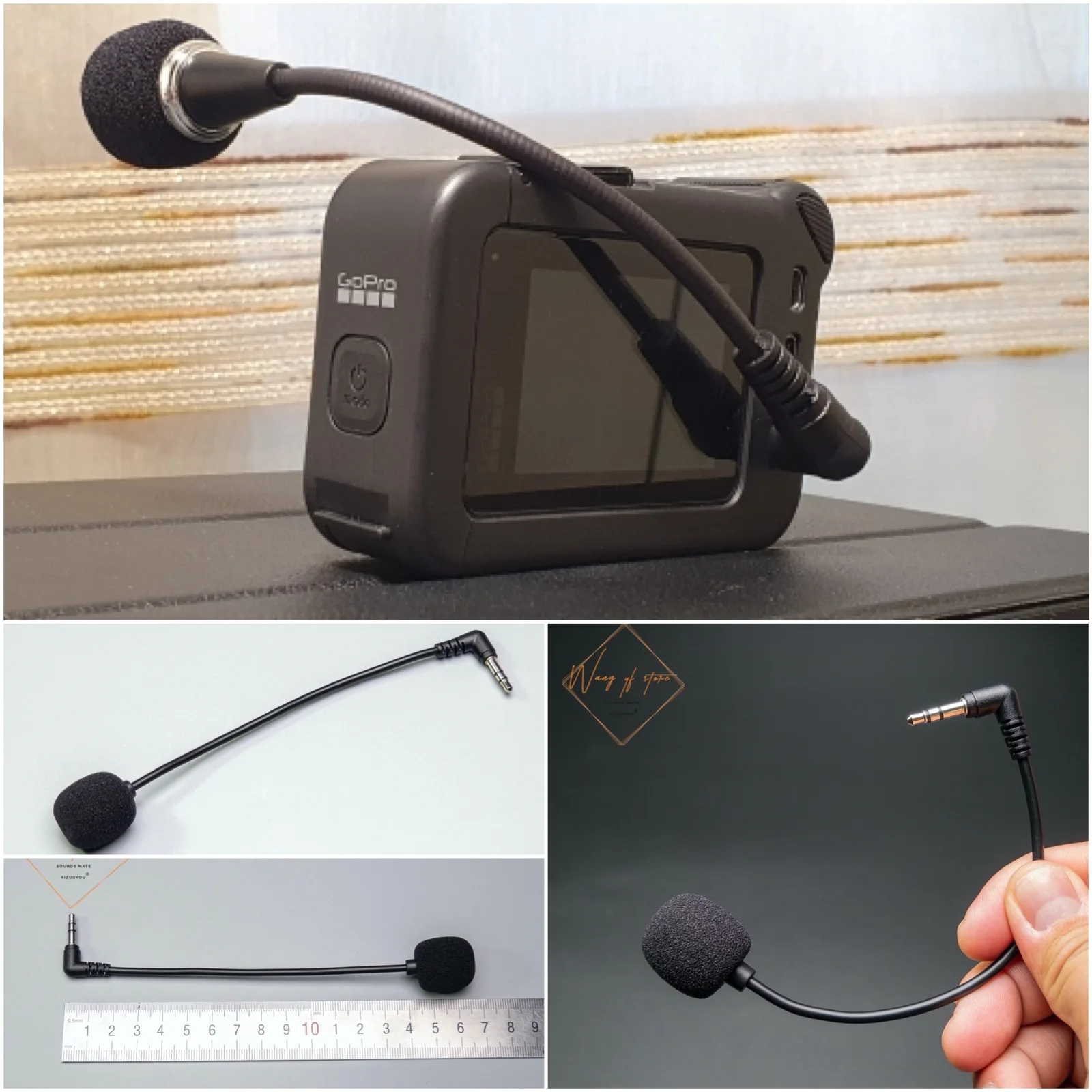 Microfono Stereo da 3.5mm Jack Stereo per GoPro Go Pro cuffie VR miste cuffie Stereo cablate Studio cuffie da gioco microfono