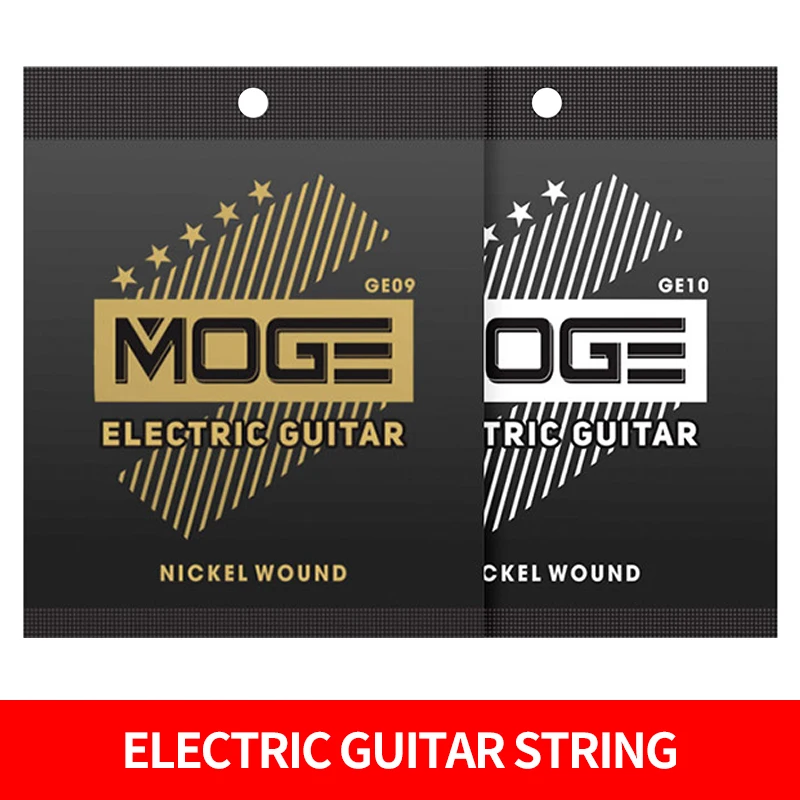 MOGE-Nickel Steel Electric Guitar Strings, GE09, GE10, 009, 010, 1 Set of 6