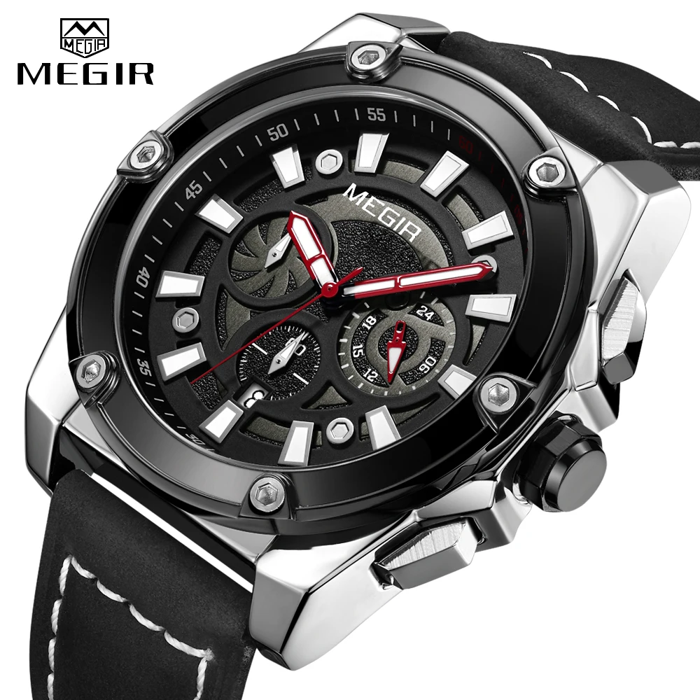 

MEGIR Fashion New Men Watches Top Brand Luxury Luminous Chronograph Waterproof Watch Sport Quartz Wristwatch Relogio Masculino