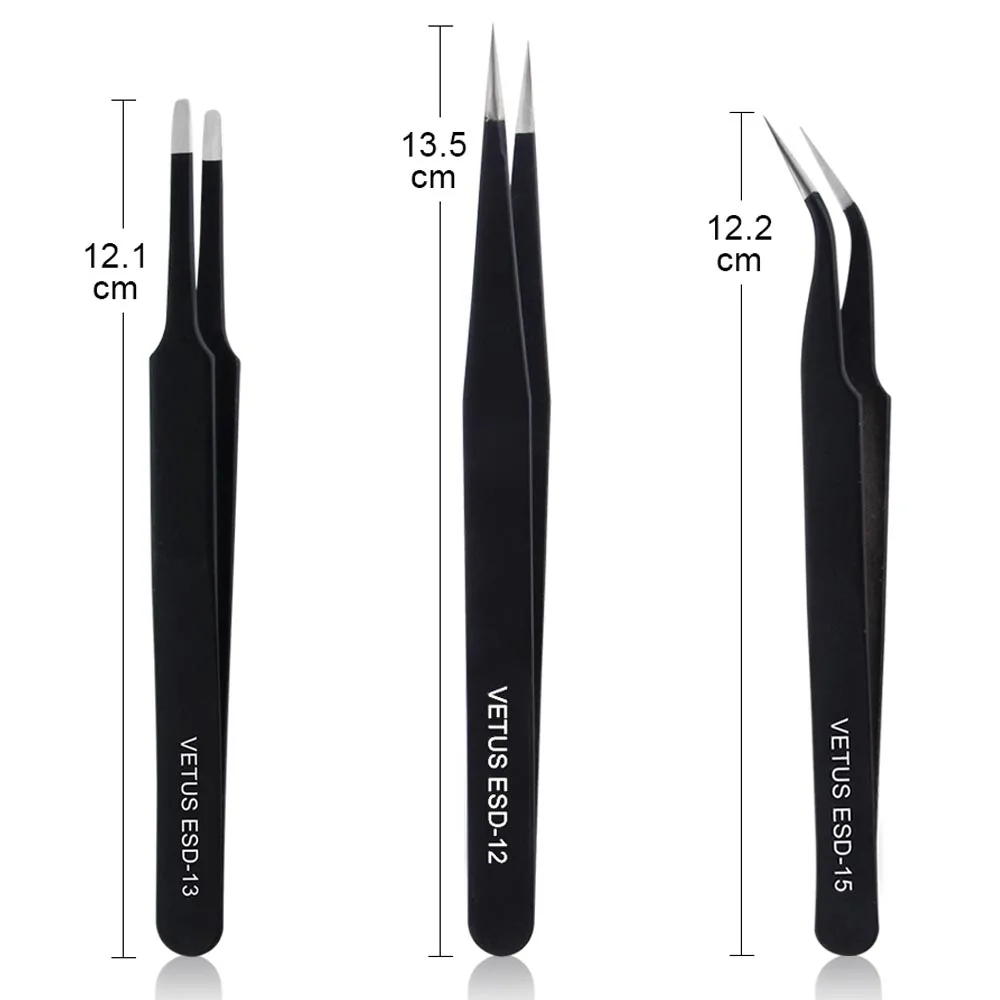 Stainless Steel VETUS Eyelash Tweezer Non-magnetic Volume Eyelash Extension Tweezers Lashes Tools Individual Eyelashes Make Up