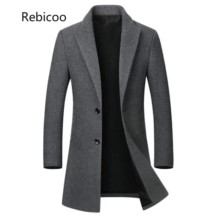 

Winter Wool Jacket Men's High-quality Wool Coat casual Slim collar wool coat Men's long cotton collar trench coat